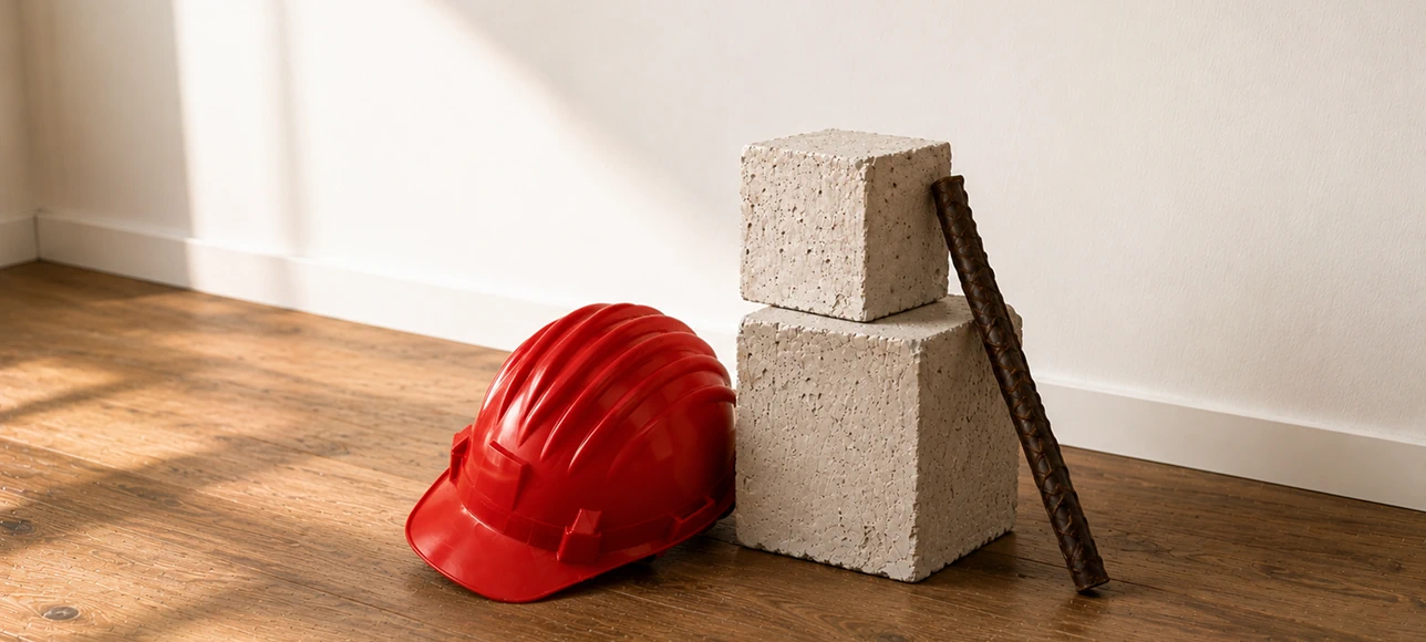 Casco da cantiere per la direzione lavori e materiali per ristrutturazioni edili